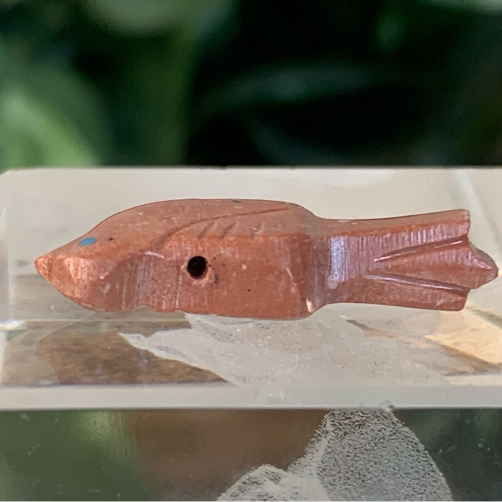 Zuni Style Bird Fetish Bead Drilled Pink Stone Native American Animal Carving 1" - Picture 8 of 13
